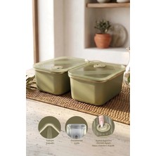 Kitchen Life 2'li Stainless Paslanmaz Çelik Vakumlu Saklama Kabı,fırın ve Kek Kabı 1,3lt Yemek Kabı Sefer Tası