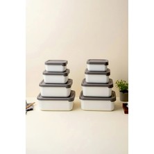 Kitchen Life 8’li Dikdörtgen Saklama Kabı Seti (0,43ML-0,83ML-1.6L-2.6L) Mikrodalga ve Dondurucu Uyumlu