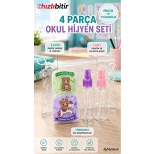 By My Hand Bymyhand 4 Parça Okul Hijyen Seti – 2 Yaprak Sabun, 2 Sprey Kolonya Şişesi ve Şeffaf Fermuarlı Kılıf (Karışık Renk)