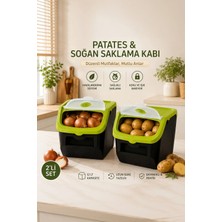Porsima 1506 Yeşil 2'li Çok Amaçlı Plastik Patates Soğan Sarımsak Saklama Kutusu 12 l
