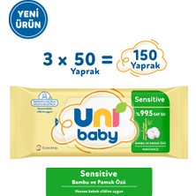 Uni Baby Sensitive Bambu & Pamuk Özlü Islak Bebek Mendil 3X50 150 Yaprak