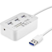 İntora USB 3.0 Hub Kart Okuyucu 7 Port 5 Gbps Beyaz HDX7028