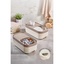 Kitchen Life 2'li Ölçekli Tekerlekli Kayar Kapaklı Erzak Bakliyat Saklama Kabı 7,5 Litre