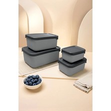 Kitchen Life 4’lü Dikdörtgen Saklama Kabı Seti (0,43ML-0,83ML-1.6L-2.6L) Mikrodalga ve Dondurucu Uyumlu