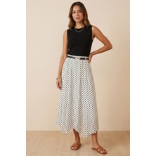Moda Erva 34 Puantiyeli Asimetrik Kesim Şifon Etek