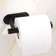 İntora Kendinden Yapışkanlı Tuvalet Kağıtlığı – Mat Siyah Banyo Rulo Askısı
