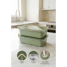 Kitchen Life 2'li Stainless Paslanmaz Çelik Vakumlu Saklama Kabı,fırın ve Kek Kabı 800 ml Lunch Box