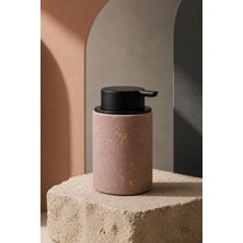 Klarhaus Terra Stoneware Traverten Dokulu Siyah Pompalı Dekoratif Sıvı Sabunluk 500 ml , 13 x 7.5 cm