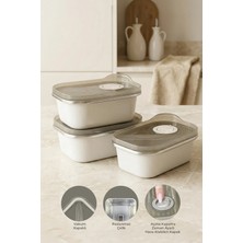 Kitchen Life 3'lü Stainless Paslanmaz Çelik Vakumlu Saklama Kabı,fırın ve Kek Kabı Kahvaltılık 300 ml