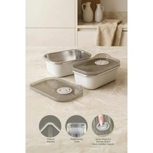 Kitchen Life 2'li Stainless Paslanmaz Çelik Vakumlu Saklama Kabı,fırın ve Kek Kabı Kahvaltılık 300 ml