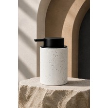 Klarhaus Terra Stoneware Traverten Dokulu Siyah Pompalı Dekoratif Sıvı Sabunluk 500 ml , 13 x 7.5 cm