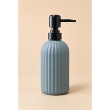 Klarhaus Vovy Çizgili Cam Sabunluk 500 ml – Siyah Pompalı Modern Sıvı Sabun ve Deterjan Dispenseri - 18,5 cm x 7 cm