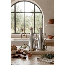 Kitchen Life 2'li 1 Litre Paslanmaz Çelik Damlatmaz Karaf Yağlık Sirkelik Sürahi Sunum Şişesi