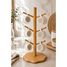 Porsima Bamboo Çiçek Desenli Bardak Askılığı