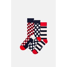 Happy Socks - Çok Renkli 3’lü Klasik Desenli Pamuklu Çorap Seti