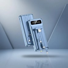 TKÇ Dahili Kablolu 10000 Mah Taşınabilir Şarj Cihazı Type-C Lightning Micro USB Powerbank