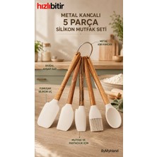 By My Hand Bymyhand Doğal Ahşap Saplı Slikon Uçlu Slikon Mutfak ve Pasta Yapım Hazırlık 5'li Set