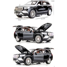 Oyuncak Sahili Mercedes Benz Tarz GLS600 Maybach 21.5 cm Jip Diecast 1.24 Koleksiyon Metal Araba 6 Kapı Bagaj Kaput Açılır Metalic Siyah