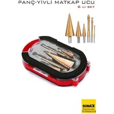 Modacar 6'lı Titanyum Kaplama Kademeli Panç Matkap Ucu Seti - Metal, Ahşap ve Plastik Için