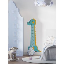 S Digital Sevimli Dinozor Temalı Boy Ölçer Duvar Sticker - 50X118 cm - Çocuk ve Bebek Odası Dekoru - Kendinden Yapışkanlı Mat Pvc Folyo