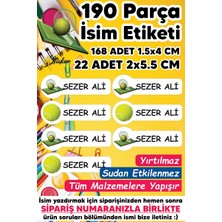 Msticker Okul Etiketi Kalem Defter Etiketi Tenis Temalı Isim Yazılabilen Etiket - 190 Adet