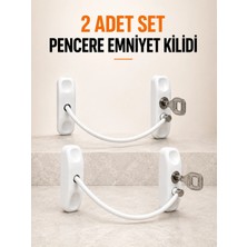 Uravas Store Pencere Emniyet Kilidi 2 Adet Set Kablolu Anahtarlı Pencere Açılma Sınırlayıcı