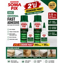 Somafix ( 2 ADET ) 200 ml Hızlı Yapıştırıcı Mdf Kiti | 2'li Ekonomik Paket |Yüksek Viskozite Ahşap Mdf Metal Plastik Seramik Pvc
