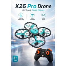 Toyaş X26 Pro Mini Drone 2.4 Ghz Uzaktan Kumandalı 360° Dönüş 2 Hız Modlu Pervane Korumalı Şarjlı Drone