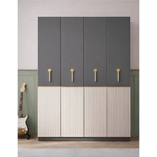 Noiss Home Decor MİLAS 4 KAPAKLI GARDIROP - ANTRASİT & DOR