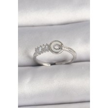Oneol Yayınevi Pirinç Gümüş Renk Zirkon Taşlı Ayarlanabilir Kadın Yüzük 5886 - 1OL3258-3348