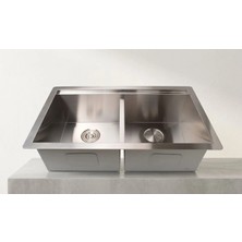 Banyo Master Dewist Çelik Çift Gözlü Tasarım Eviye Seti Musluk Dahil 84x48 cm