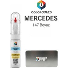 COLORGUARD Mercedes-Benz 147 Beyaz İğneli ve Fırçalı Özel Tasarım Şişe Rötuş Boyası ve Profesyonel Rötuş Çeliği Seti
