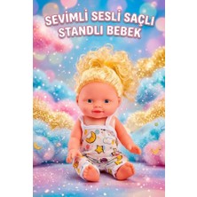 Farbu Oyuncak Sesli Oyuncak Bebek Taranabilir Saçlı Özel Standlı Roza Bebek ile Rol Yapma Oyunu