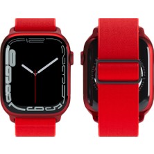 Wonew Apple Watch 42 - 44 - 45 - 49 mm Coton Kayış Kırmızı Apple Watch Kayışı – Lacivert