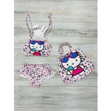 Neat Kids Kız Çocuk Pembe Hello Kity 3 Parça Çantalı Bikini Takımı