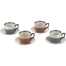 LuckyArt Asterıa Bone 4Lu Çay Fincanı Seti
