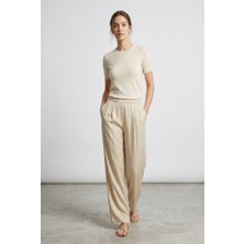 Nocturne Beli Lastikli Dökümlü Geniş Paça Pantolon 3422