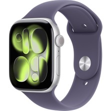 Apple Watch Series 11 Gps, 46 mm Gümüş Rengi Alüminyum Kasa ve Sis Moru Spor Kordon - M/l - Outlet