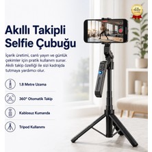 Hızlı Store Akıllı Takipli Selfie Çubuğu 1.8 Metre 360° Döner Kumandalı Telefon Tripodu