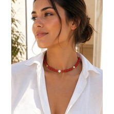 Sinem Şanlı Atelier Luna Yonca Detaylı Lav Taşı Choker Doğal Taş Kolye