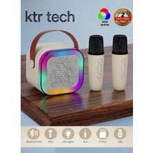 Callysta Karaoke Bluetooth Hoparlör Kablosuz Çift Mikrofonlu Rgb LED Işıklı 5 Efektli Şarjlı Ses Bombası