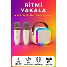 Callysta Kablosuz Karaoke Mikrofon Seti 2’li + Rgb Işıklı Bluetooth Hoparlör | Çocuk &amp; Ev Eğlence Sistemi