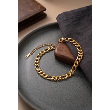 Oghamay 316L Çelik Gold Renk Kuşgözü Zincir Model Erkek Bileklik