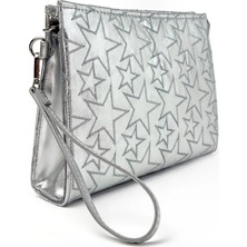 Glondy Sasha Suni Deri Yıldız Desenli Clutch Kadın Portföy El Çantası