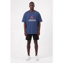 Lixa Günlük Spor Tişört Air Jordan Alt Yazılı Lacivert Oversize 142557
