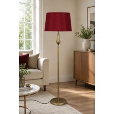 Taşcan Aydınlatma Lotus Eskitme Metal Ayaklı Lambader Bordo Kumaş Şapka Modern Salon Yatak Odası Köşe Aydınlatma