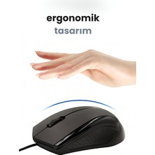 Concord USB Kablolu 3D Optik Mouse – 3 Tuş, Yüksek Dpı Hassasiyetli Bilgisayar Mouse