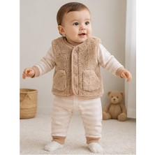 Caramell 1-12 Ay Arası Wild Peluş Yelekli Tulum - Kahve