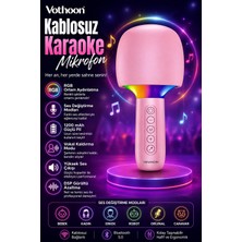 Vothoon Çocuk ve Yetişkin Karaoke Mikrofonu Kablosuz Rgb Ambiyans Işığı Ses Değiştirme Modlu Hoparlör