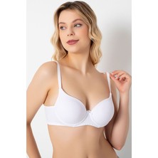 F.k Lingerie Düz Model Destekli Balenli Beyaz Sütyen